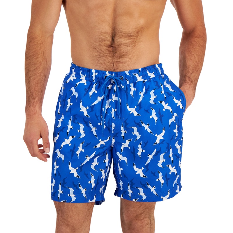 Club Room Mens 7 Seagulls 7" Swim Shorts Seaport Combo Large