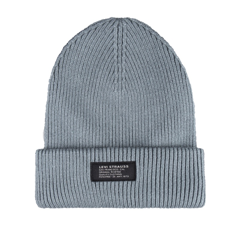 Levis Mens Chunky Rib Knit Jersey Beanie Hat Mint