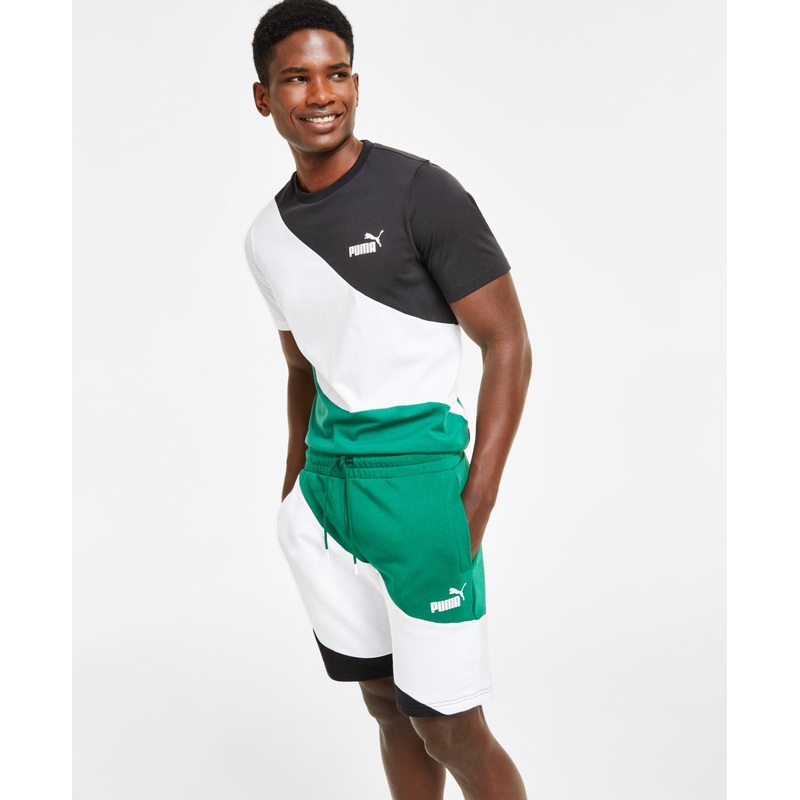 Puma Men's Power Colorblocked Drawstring Shorts Vine Green White Black 2XL