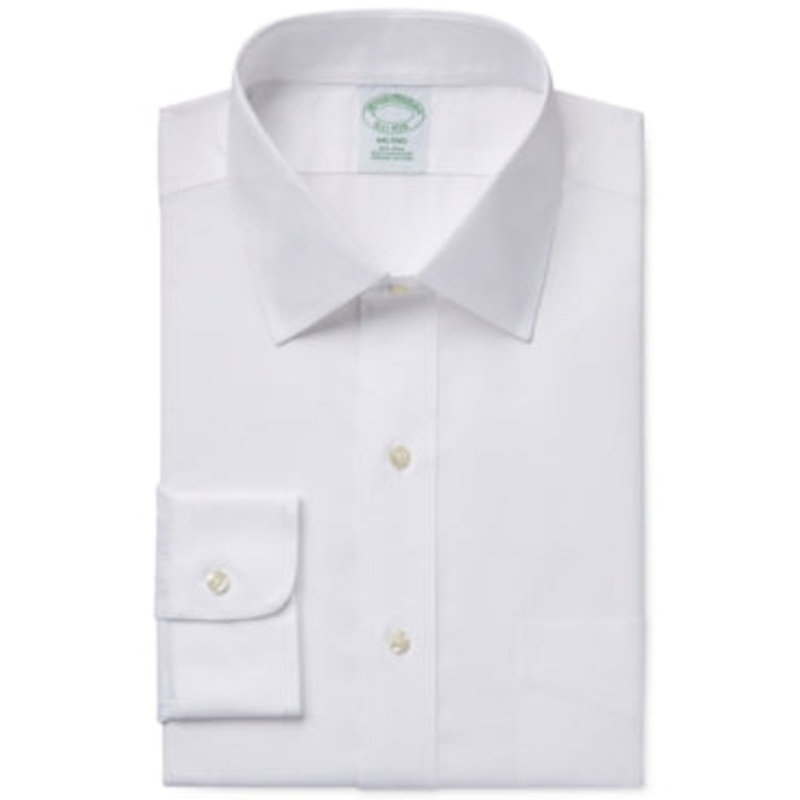 Brooks Brothers Men's Extra Slim Fit Button Down Shirt Pinpoint White 14.5 / 33