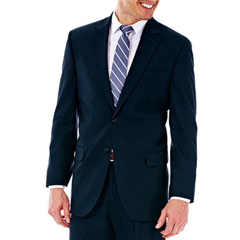 Haggar Men's Sharkskin Suit Jacket Dark Navy 44L