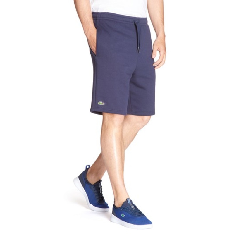 Lacoste Mens Tennis Fleece Navy Blue Elastic Waist Shorts XL