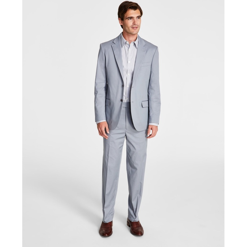 Nautica Men's Modern-Fit Stretch Cotton 2 Piece Suit Grey 36S 30 / 32