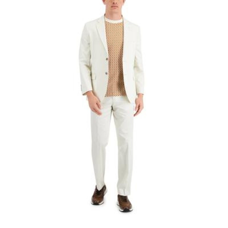 Nautica Men's Modern-Fit White / Cream Cotton Suit 40S / 34 x 32