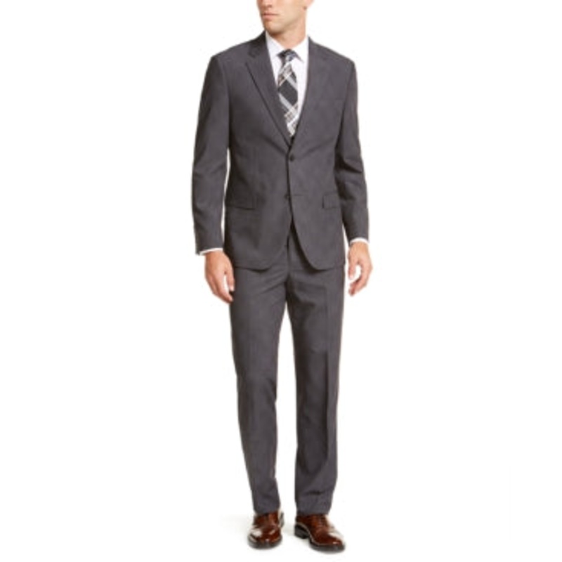 Nautica Mens Modern-Fit Bi-Stretch Suit 36S / 30 x 32 Dark Grey