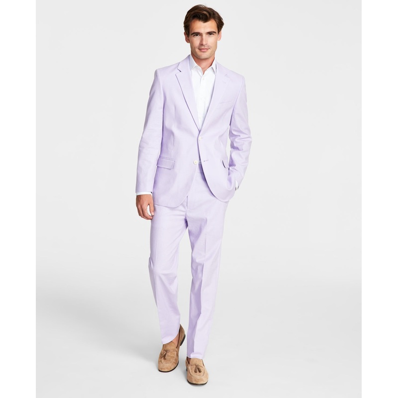 Nautica Mens Modern-Fit Linen Stretch Purple Two Piece Suit 38S / 32 x 32