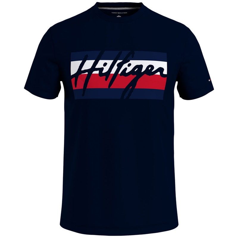 Tommy Hilfiger Mens Trevor Short Sleeve Crewneck T Shirt Sky Captain Blue Small