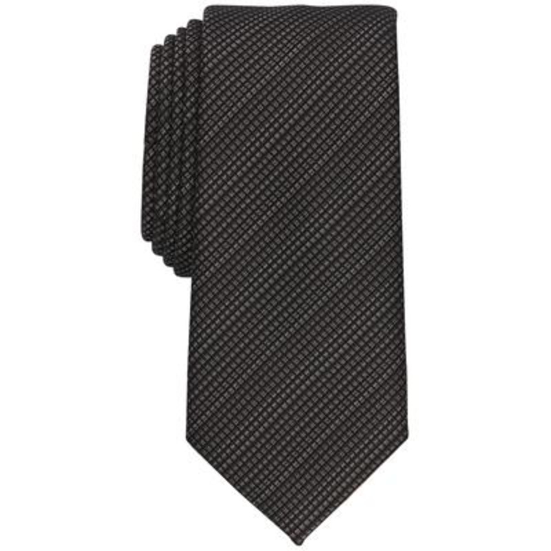 Alfani Men's Slim Check Stripe Tie  Tan Lt Beige Osfa Reg