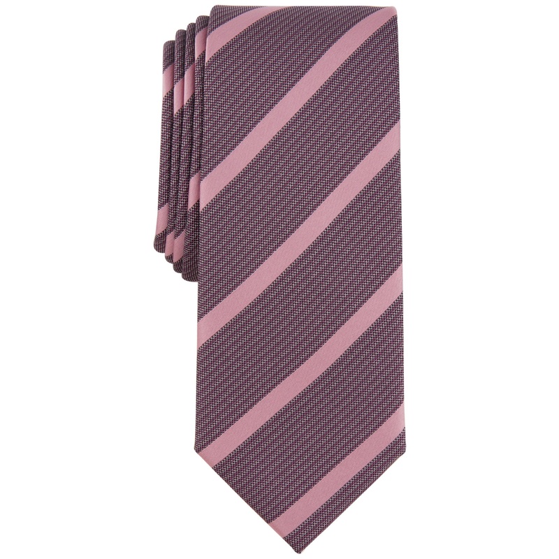 Alfani Mens Necktie Desbrosses Stripe Tie Mauve Pink OS