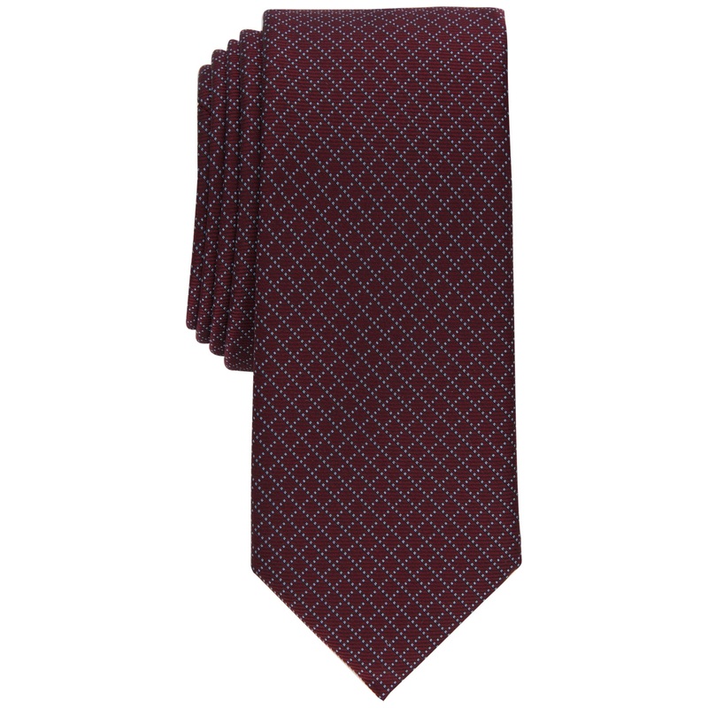 Alfani Mens Oakdale Necktie Slim Burgundy Tie OS