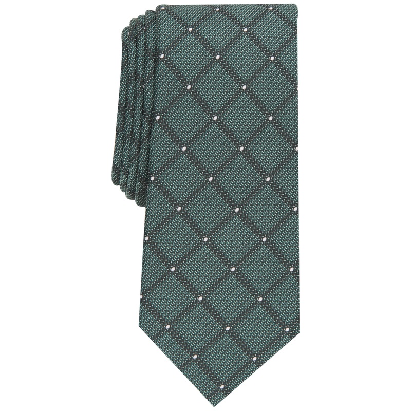 Alfani Mens Storey Slim Dot Grid Tie Green OS Necktie