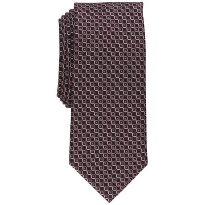 Alfani Mens Tie Tindall Mini Medallion Necktie Burgundy OS