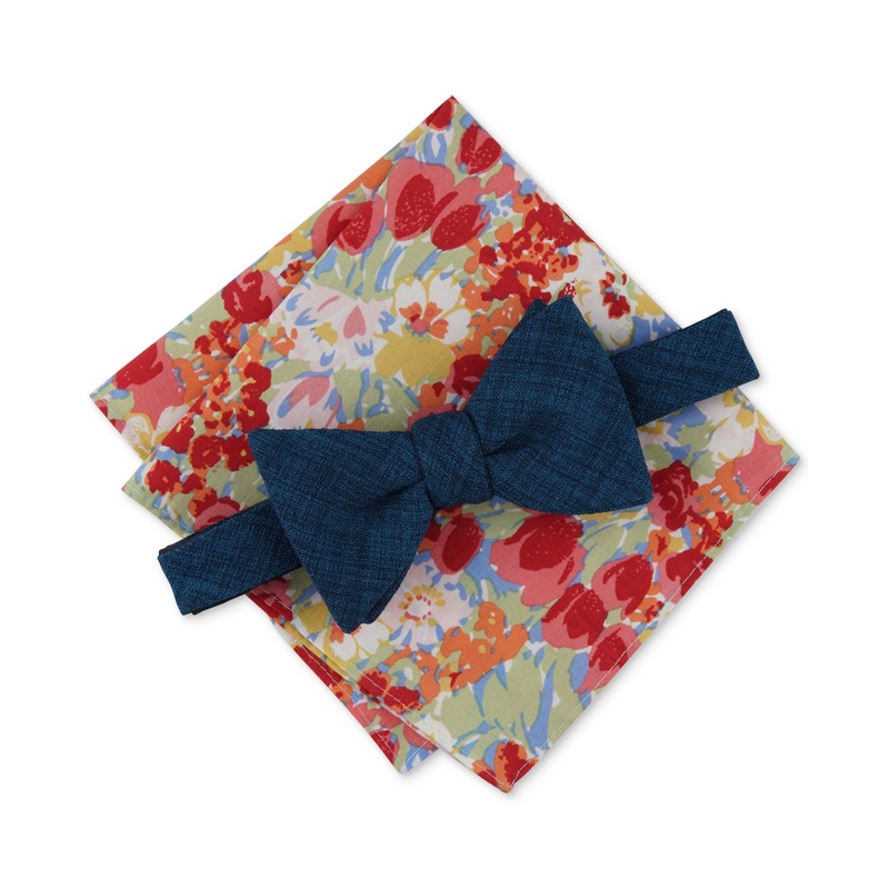 Bar III Mens Barclay Cobalt Solid Bow Tie OS Necktie