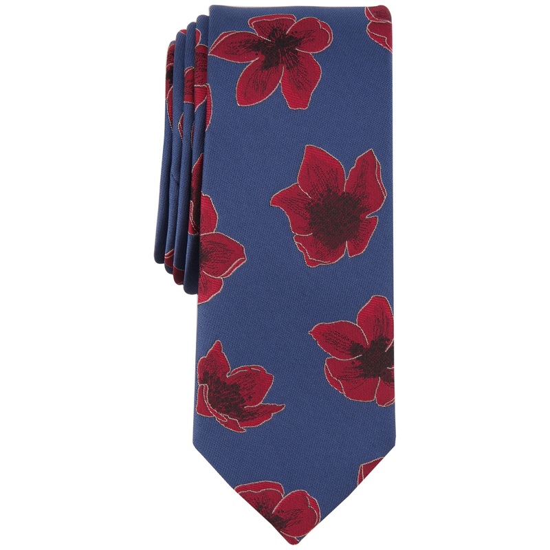Bar III Mens Necktie Sayle Red Floral Tie OS