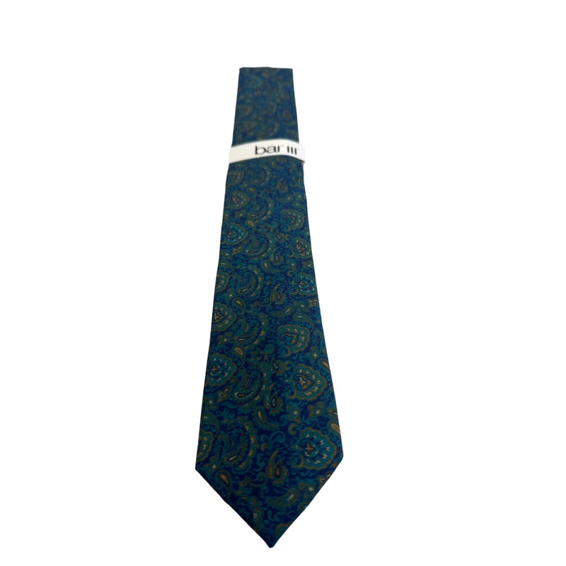 Bar iii Stewart Paisley Tie Necktie Green Blue