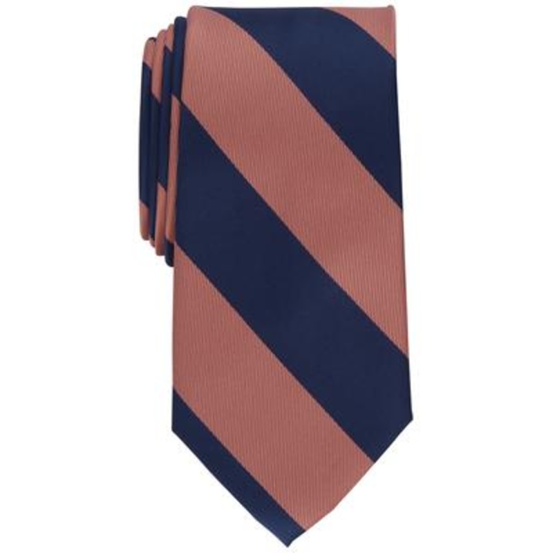 Club Room Men's Coral Pink Blue Stripe Tie One Size Necktie