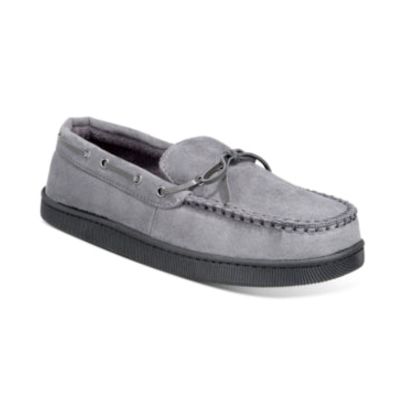 Club Room Mens Grey Moccasin Slippers Medium