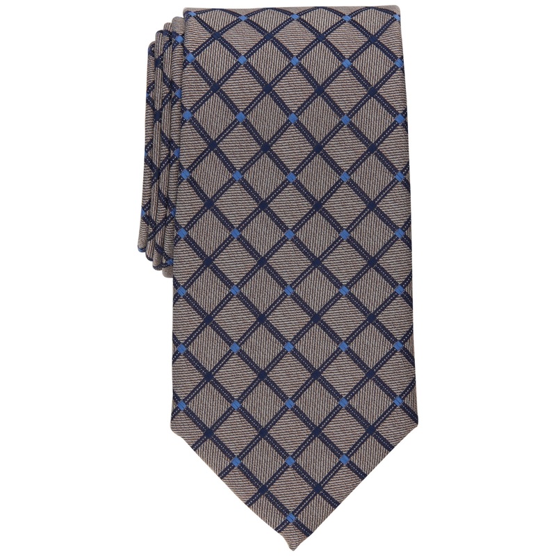 Club Room Mens Necktie Stanton Grid Tie Taupe One Size