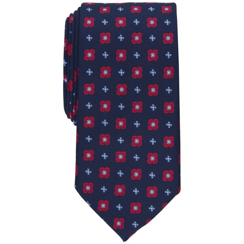 Club Room Mens Red Necktie Geomectric Print Neat Tie OS