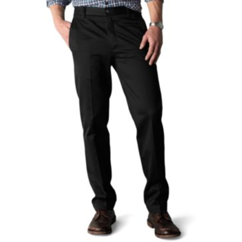 Dockers Signature Khaki Mens Flat Front Pants Black 34 x 34