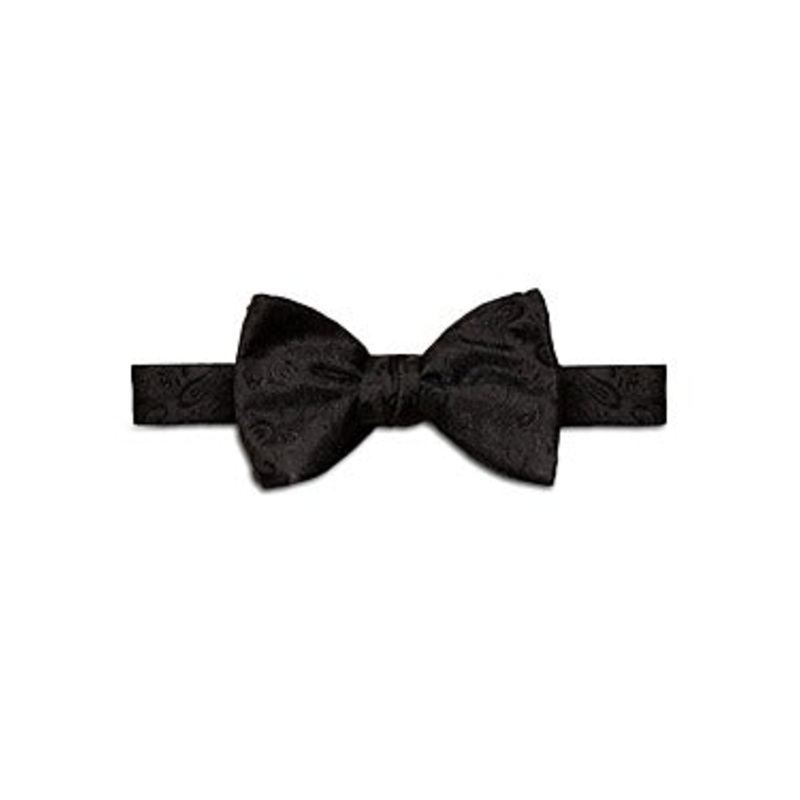 Eton Mens Black Paisley Silk Bow Tie One Size