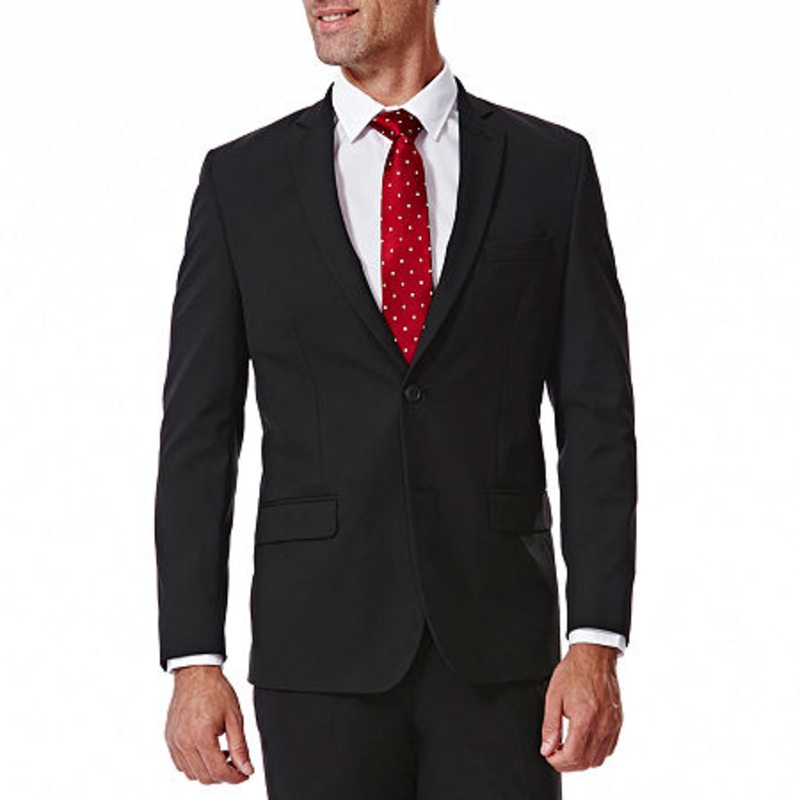 Haggar Men's 4-Way Stretch Slim-Fit Suit Jacket Black 40R
