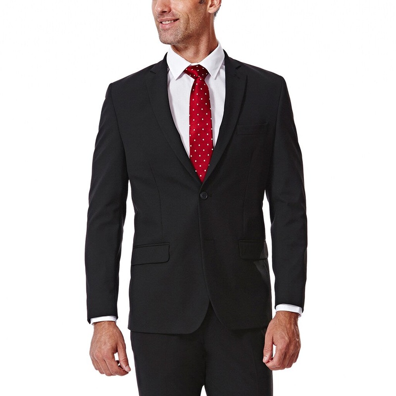 Haggar Mens 4-Way Stretch Slim-Fit Suit Jacket Black 44R