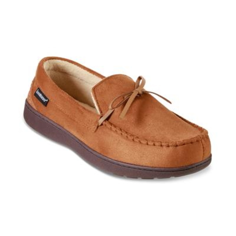 Isotoner Men's Memory Foam Slippers Cognac Brown Large 9.5 - 10.5