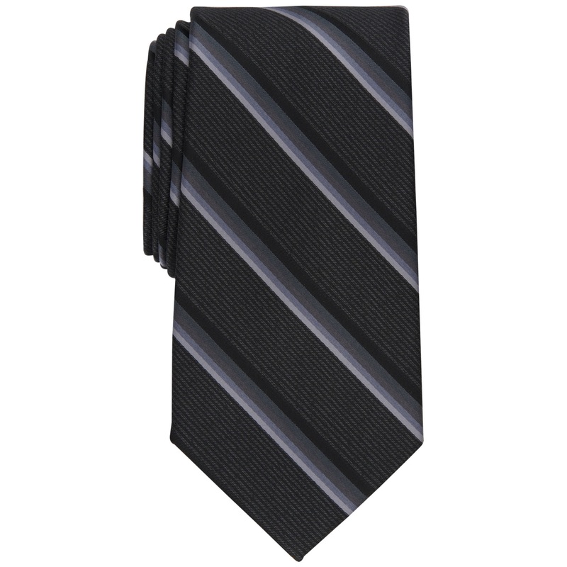 Perry Ellis Abbott Stripe Tie Black ONE SIZE Necktie