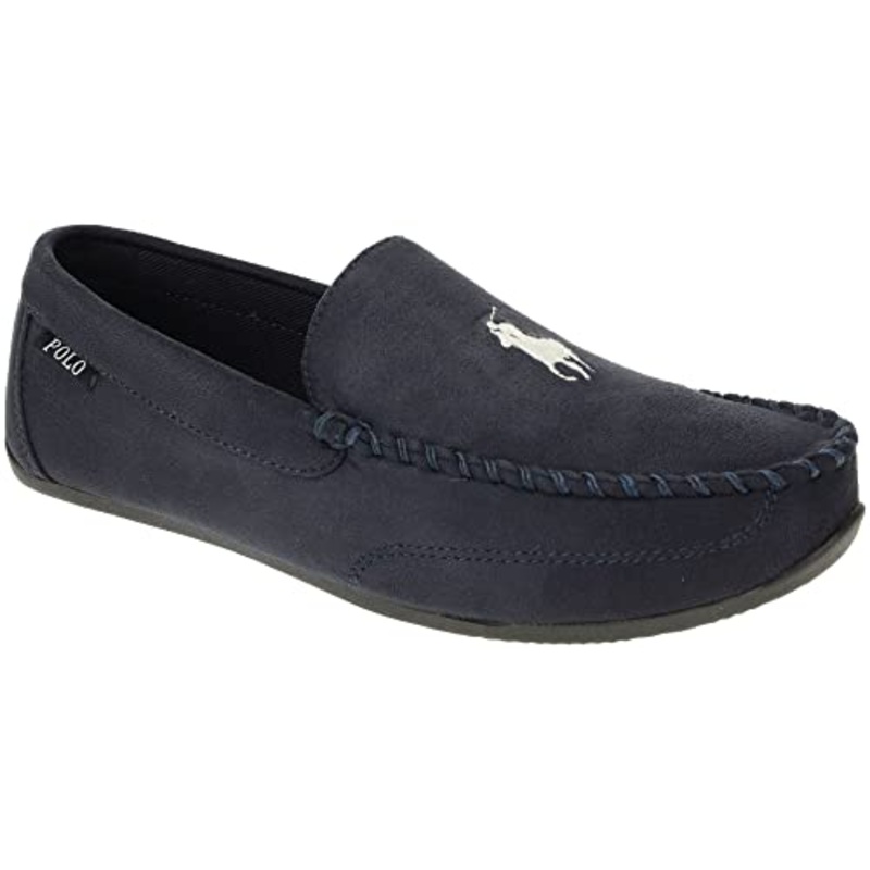 Polo Ralph Lauren Men's Declan Plaid Moccasin Slippers Navy Blue Size 9