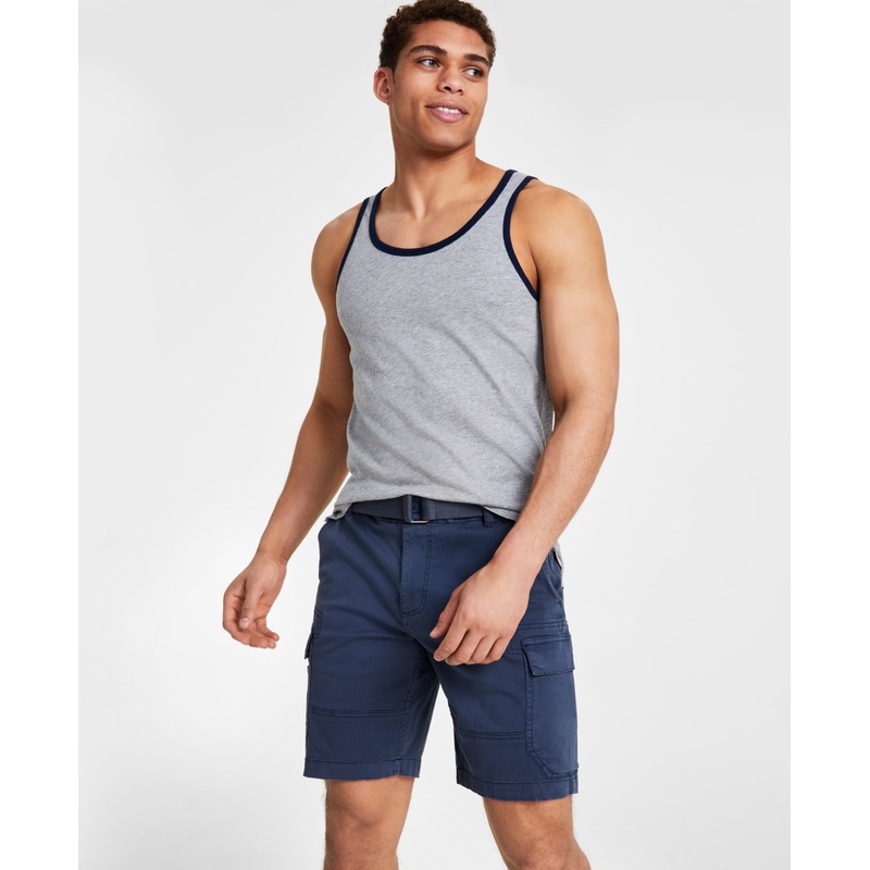 Sun Stone Mens Dyan Sleeveless Tank Top Shirt Contrast Grey Heather Medium