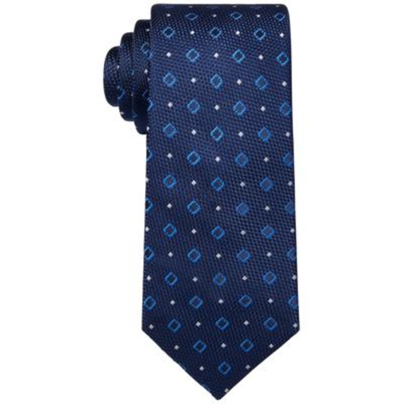 Tommy Hilfiger Men's Blue Square Design Necktie OSFA Tie