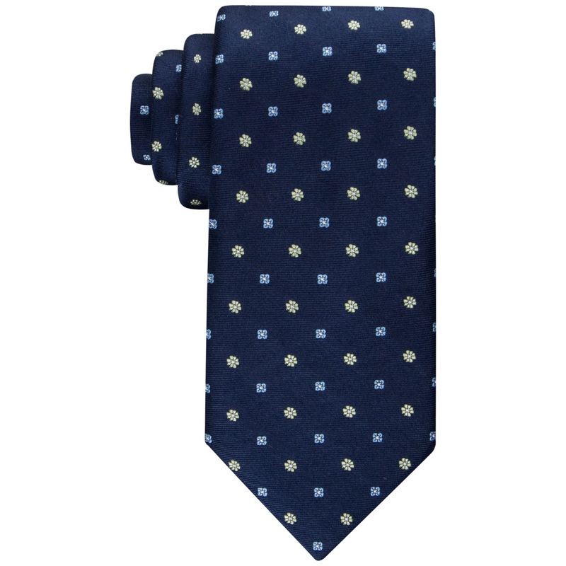 Tommy Hilfiger Men's Classic Floral Medallion Tie Navy Green