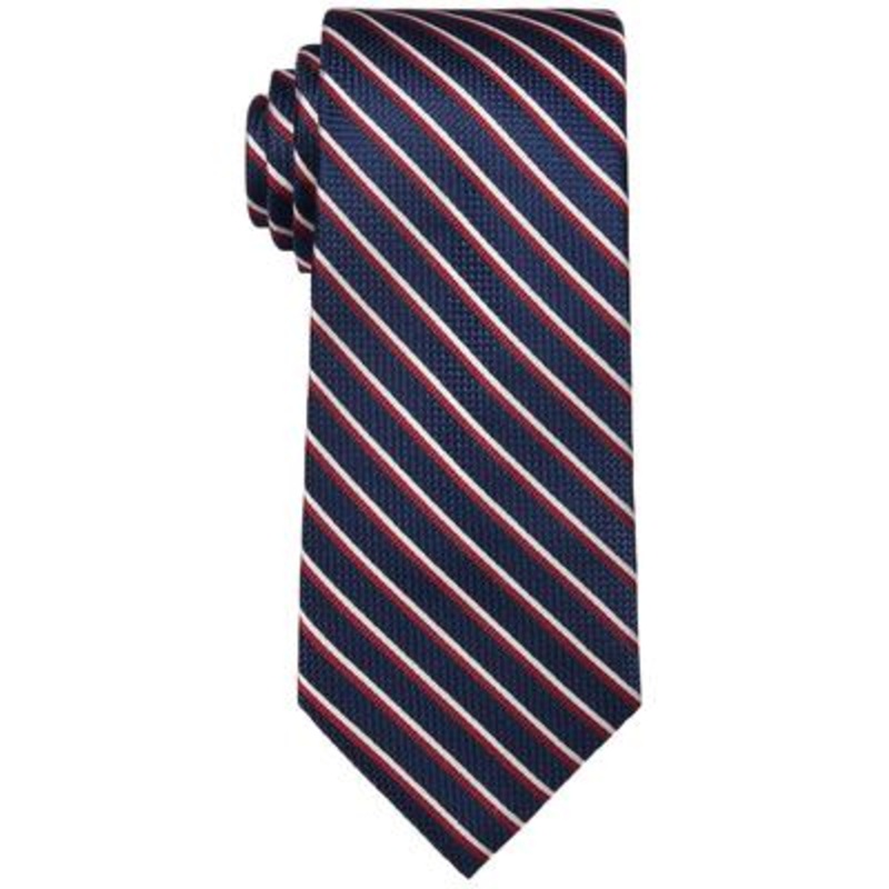 Tommy Hilfiger Men's Classic Navy Striped Necktie Silk Blend Tie