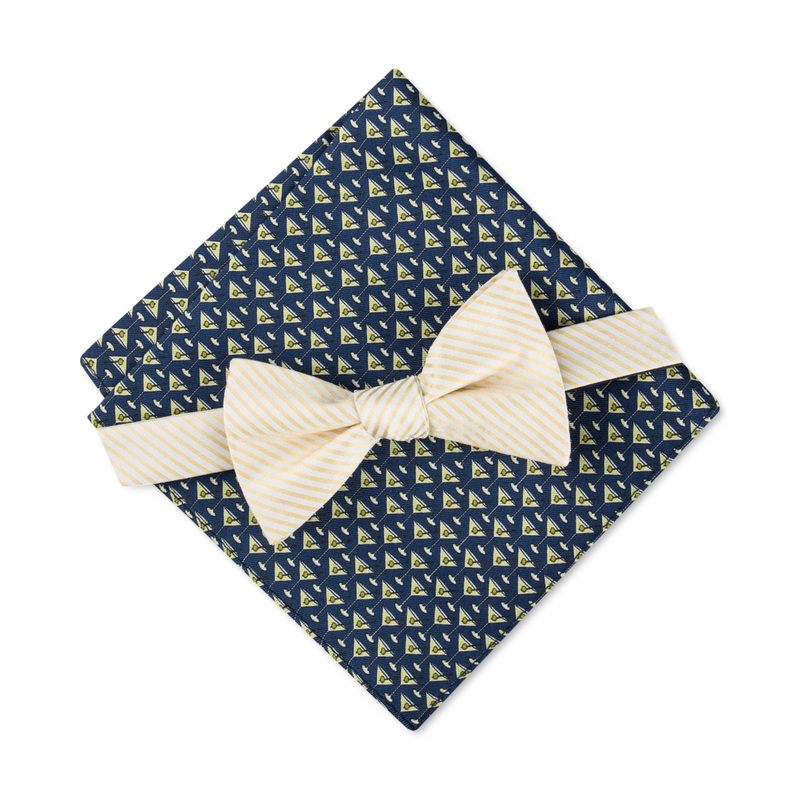 Tommy Hilfiger Men's Martini Yellow Stripe Bow Tie ONE SIZE Necktie