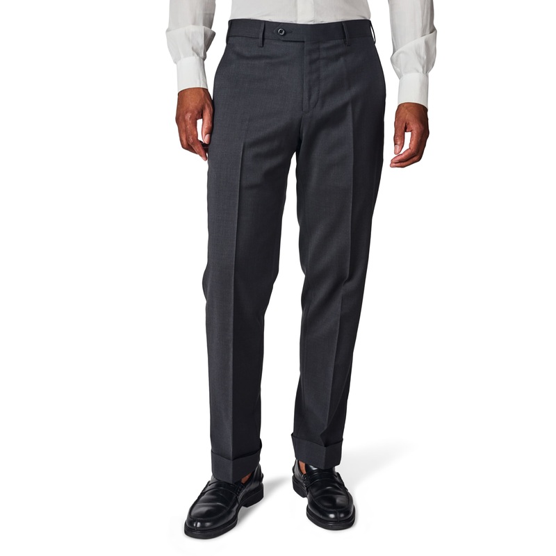 Zanella Parker Mens Flat Front Solid Stretch Wool Pants Charcoal Grey 40
