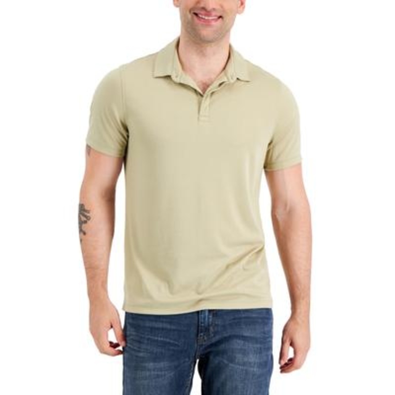ALFANI Men's AlfaTech Stretch Solid Polo Shirt Twill Tan XL