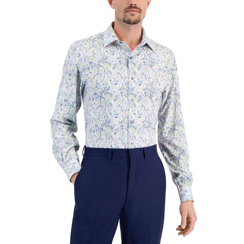 Alfani Mens Aluado Paisley Button Down Dress Shirt White 15 15 1/2 32 33