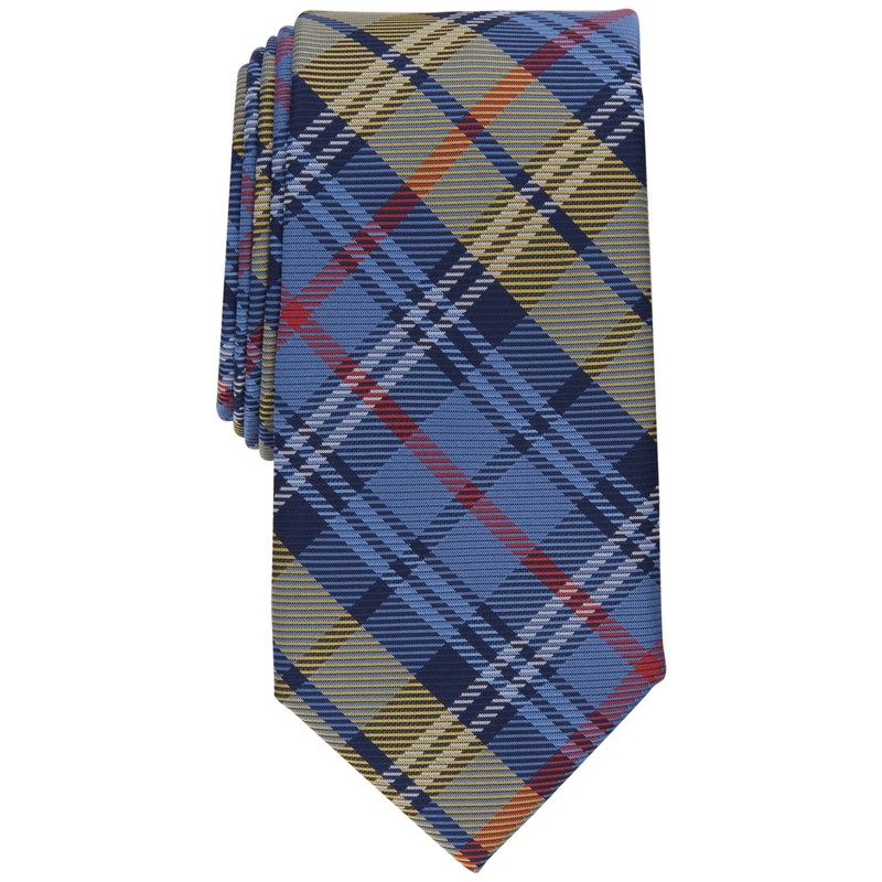 Club Room Mens Nassau Plaid Tie Yellow OS