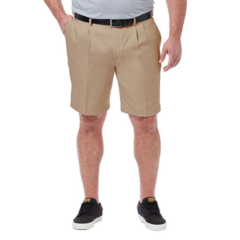 Haggar Men's Big & Tall Cool 18 PRO Shorts Khaki 44W