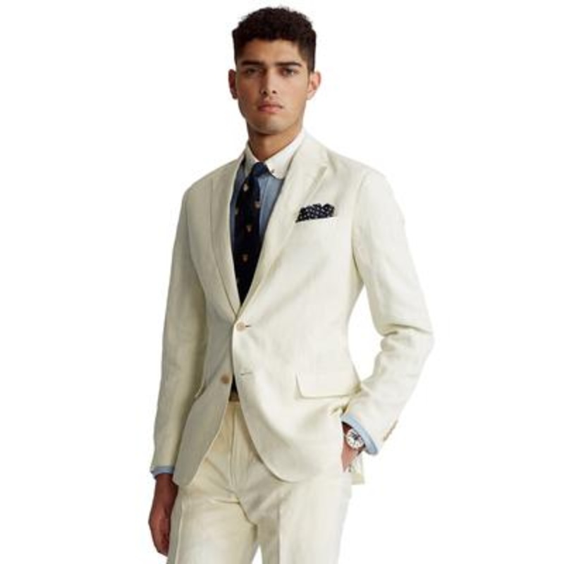 Polo Ralph Lauren Men's Polo Soft Slub Linen Suit Jacket Cream White Large