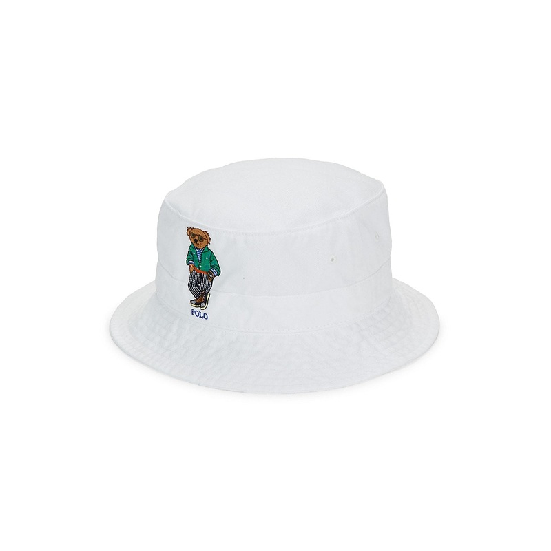 Polo Ralph Lauren Mens Polo Bear Chino Bucket Hat White Small Medium