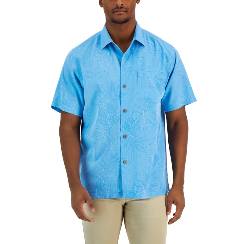 Tommy Bahama Men's Lush Palms Button Down Shirt Turquoise Blue Haze Small