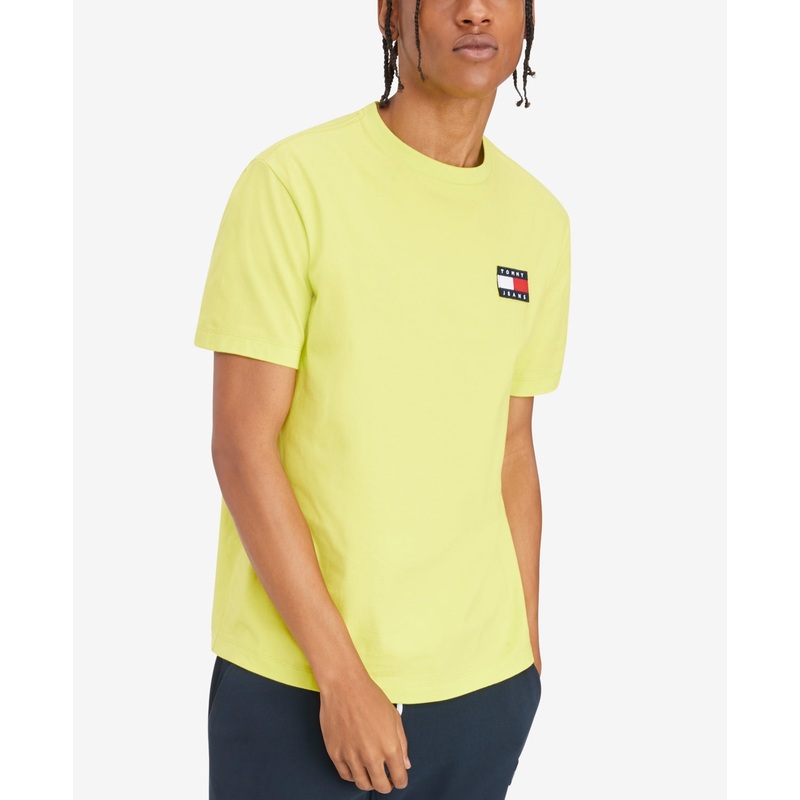 Tommy Hilfiger Mens Albie Badge Logo Graphic T Shirt Neo Lime Large