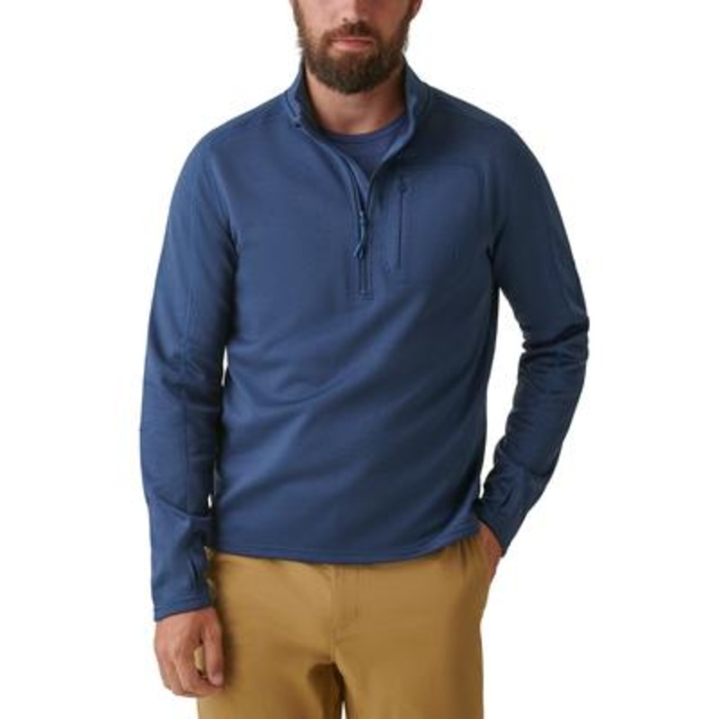 BASS OUTDOOR Mens Blaze Quarter Zip Sweatshirt Medium Navy Blue