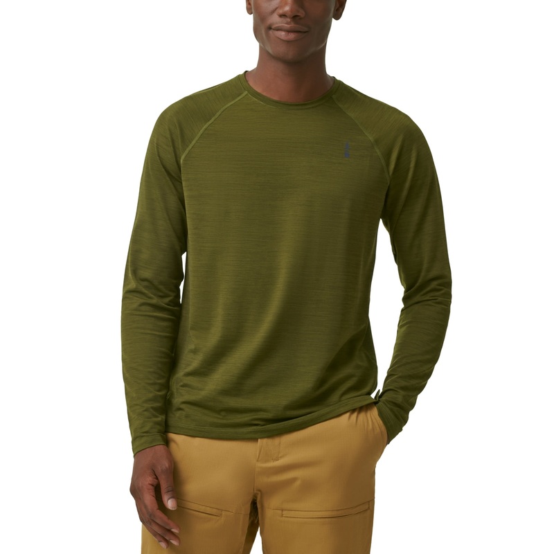 BASS OUTDOOR Mens Trek Long-Sleeve Performance T Shirt Winter Moss 2XL