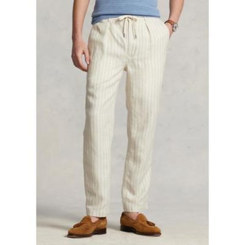 Polo Ralph Lauren Men's Tailored Slim Fit Cream Pinstripe Pants Large