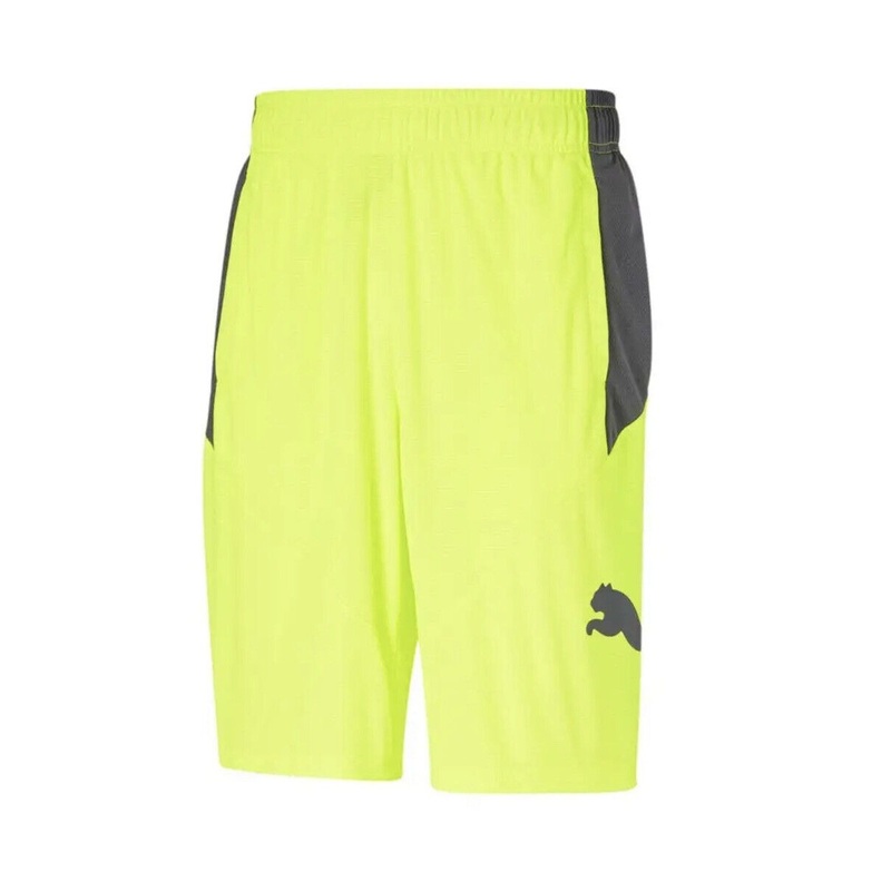 Puma Men's Colorblocked Logo Lime Castlerock Athletic Shorts Small