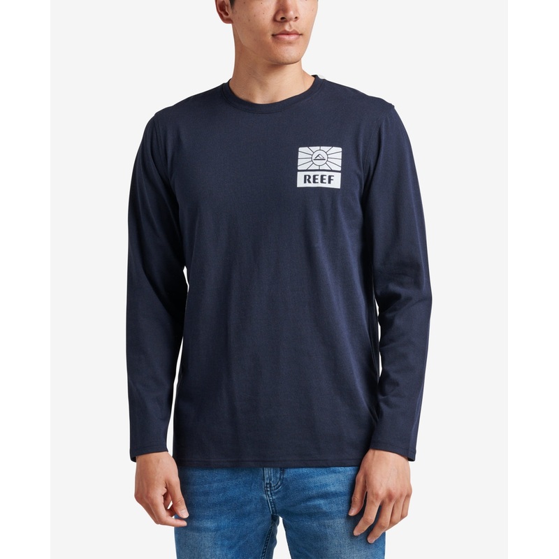 REEF Mens Morning Long Sleeve T Shirt Navy Medium
