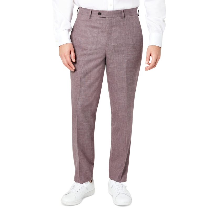 Tallia Mens Slim Fit Berry Red Stripe Wool Dress Pants 34 x 32